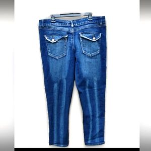 VINTAGE HARLEM Size 20 Dark Wash Skinny Distressed Jeans Stretch EUC